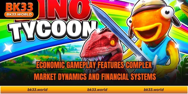 Economic gameplay features complex market dynamics and financial systems
